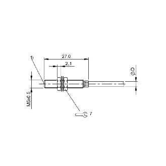 DPI HT M05 PNP NO P0,5mm noyé lg27mm Inox +120 °C / Câble 2m Silicone-Lire la description