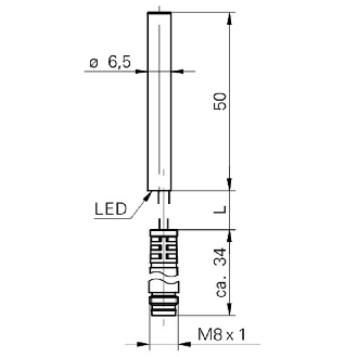 DPI D6,5 PNP NO P2mm noyé lg50mm 10-30Vdc / M08 3P+C0.2m-Lire la description