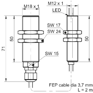 DPI HT M18 PNP NO P5mm noyé lg70mm 10-30Vdc / Ampli + Câble 2m-Lire la description