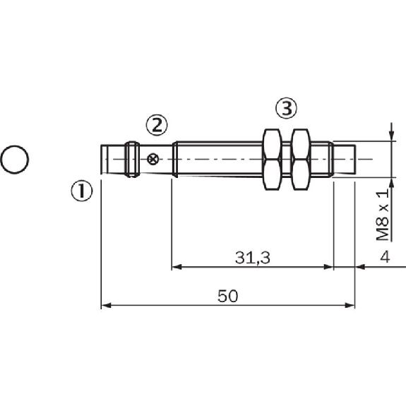 DPI M08 PNP NF P4mm non noyé lg50(31.3)mm Laiton 10-30Vdc / M08 3P-Lire la description
