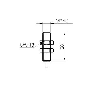 DPI HT M08 PNP NF P2mm noyé lg30mm 12-30Vdc +100°C / Câble 1m FEP-Lire la description