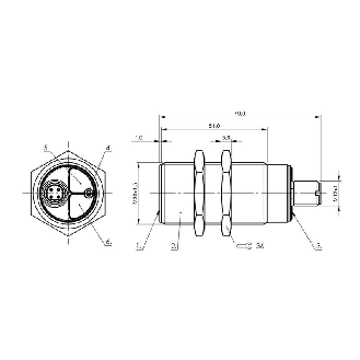 DPC M30 PNP NF P2-15mm noyé Pot. lg79(51)mm Inox 10-30Vdc / M12A 4P-Lire la description