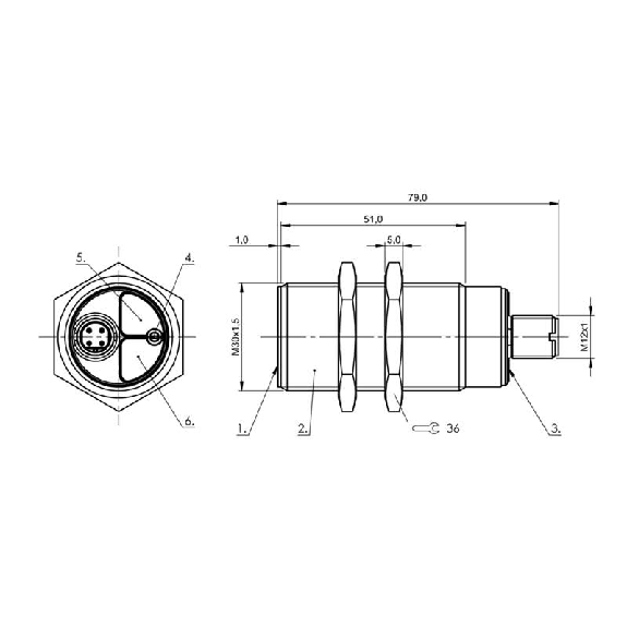 DPC M30 PNP NF P2-15mm noyé Pot. lg79(51)mm Inox 10-30Vdc / M12A 4P-Lire la description
