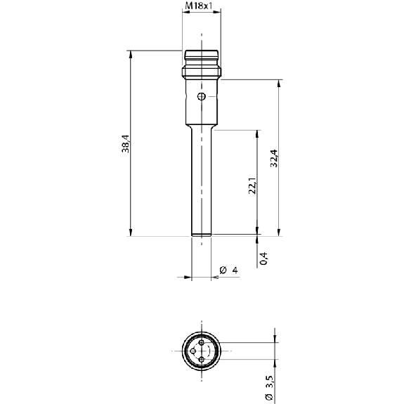 DPI D04 NPN NF P0,8mm noyé 38,4mm Inox 10-30Vdc M08 3P-Lire la description