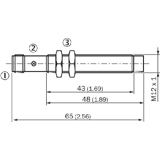 DPI M12 PNP NO P8mm non noyé lg65(43)mm Laiton 10-30Vdc / M12 4P-Lire la description