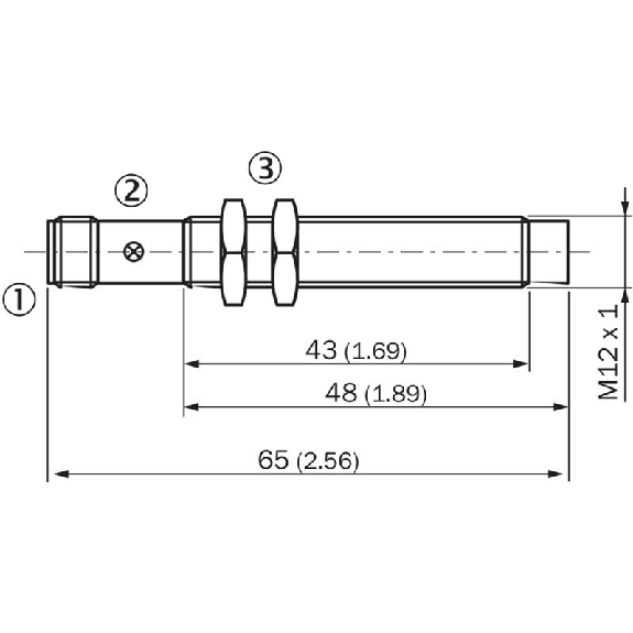 DPI M12 PNP NO P8mm non noyé lg65(43)mm Laiton 10-30Vdc / M12 4P-Lire la description