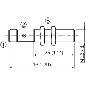 DPI M12 PNP NO P4mm noyé lg46(29)mm Laiton 10-30Vdc / M12 4P-Lire la description