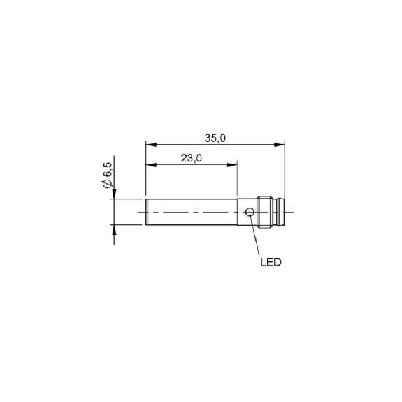 DPI D6,5 PNP NO P2mm noyé lg35(23)mm Inox 10-30Vdc IP67 / M08 3P-Lire la description