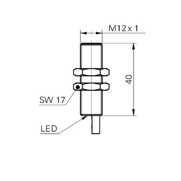DPI M12 PNP NF P4mm noyé lg40mm Laiton 5-36Vdc Facteur 1 / Câble 2m-Lire la description
