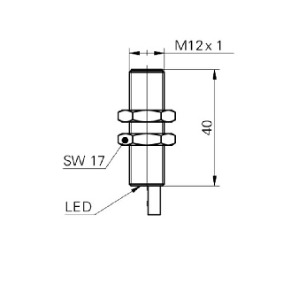 DPI M12 PNP NF P4mm noyé lg40mm Laiton 5-36Vdc Facteur 1 / Câble 2m-Lire la description
