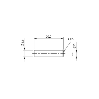 DPI D6,5 PNP NO P1,5mm noyé lg30mm Inox 10-30Vdc / Câble 5m PUR-Lire la description