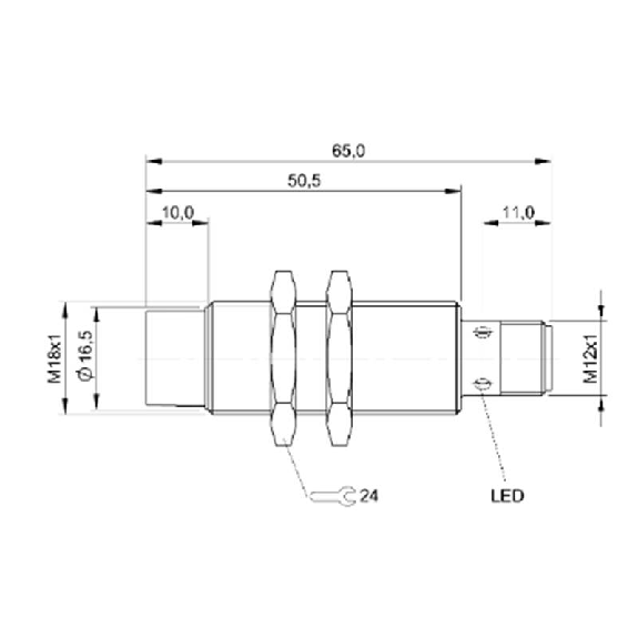 DPI M18 ANA 0-10V P2-8mm non noyé lg65(40.5)mm Laiton / M12 3P-Lire la description