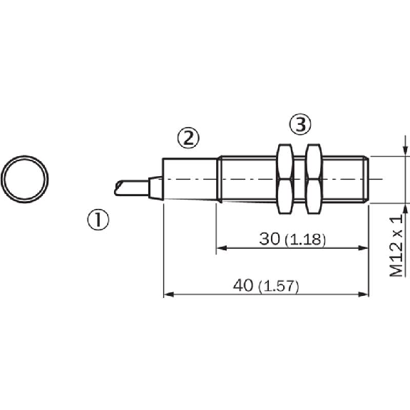 DPI M12 NPN NO P4mm noyé lg40(30)mm Laiton 10-30Vdc / Câble 2m PVC-Lire la description