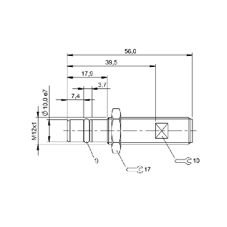 DPI HP M12 PNP NO P1,5mm noyé lg56mm Inox 500bar +80°C / M12 4P-Lire la description