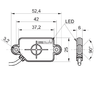 DPC Rect. Push-Pull P8mm noyé 25x52x6mm IP65 10-30Vdc / Câble 2m-Lire la description