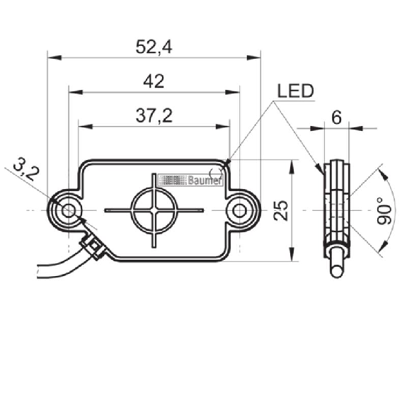 DPC Rect. Push-Pull P8mm noyé 25x52x6mm IP65 10-30Vdc / Câble 2m-Lire la description