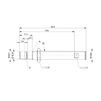 DPI HP M12 PNP NO P1,5mm noyé lg93mm Inox / M12 4P-Lire la description