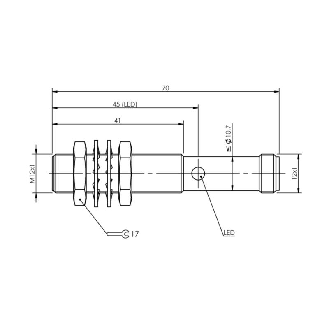DPI M12 2 fils DC NO P2mm noyé lg70(45)mm Inox / M12 4P-Lire la description