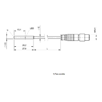 DPI D04 PNP NO P1,5mm noyé lg27mm Inox 10-30Vdc / M08 3P+C0.15m-Lire la description