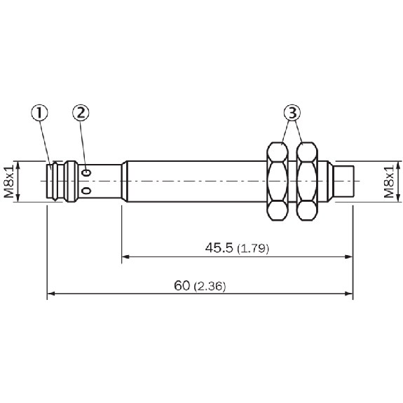 DPI M08 PNP NO P6mm non noyé IOL 60(45.5)mm Tout-inox 100bar / M08 3P-Lire la description
