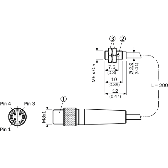 DPI M05 PNP NO P1.5mm noyé IO-Link Inox / M08 3P+C0.2m-Lire la description
