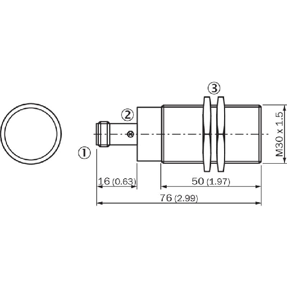 DPI M30 PNP NO P10mm noyé lg76(50)mm Laiton 10-30Vdc / M12 4P-Lire la description