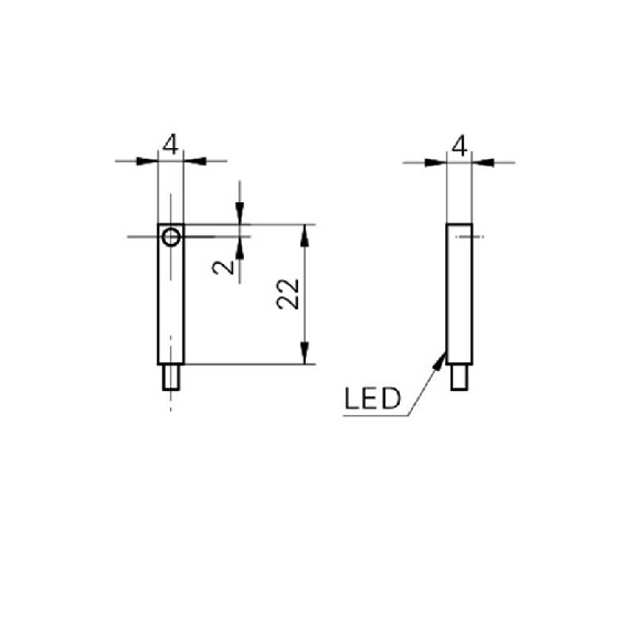 DPI Rect. NPN NO P0,8mm noyé 4x4x22mm 10-30Vdc / M08 3P+C0.2m-Lire la description