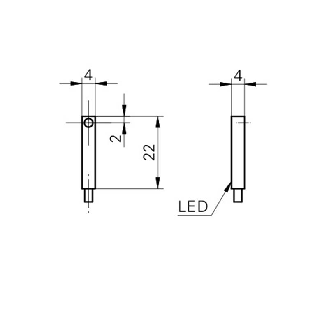 DPI Rect. NPN NO P0,8mm noyé 4x4x22mm 10-30Vdc / M08 3P+C0.2m-Lire la description