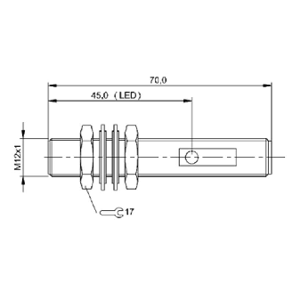 DPI M12 PNP NO+NF P1.5mm noyé lg70mm Inox 10-30Vdc / M12 4P-Lire la description