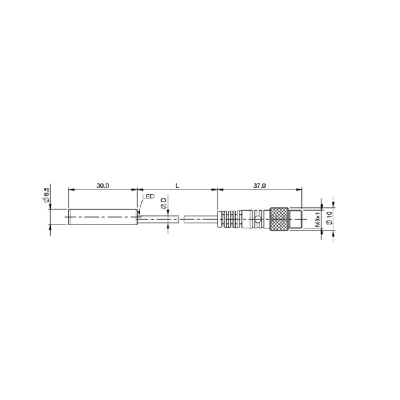 DPI D6,5 PNP NO P1,5mm noyé lg30mm Inox 10-30Vdc / M08 3P+C0.2m-Lire la description