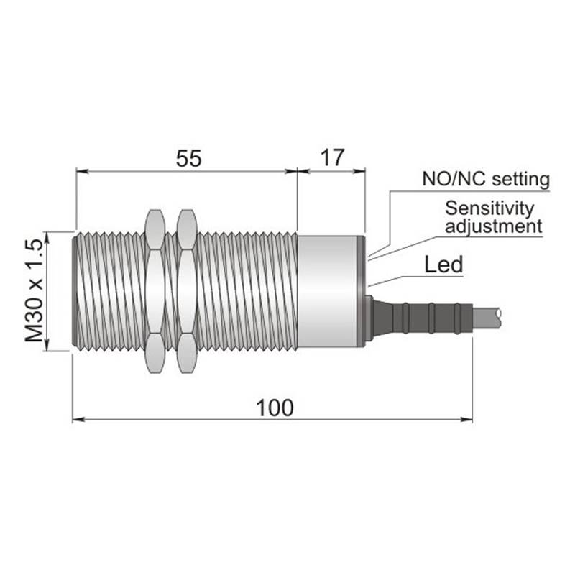 DPC M30 2 fils AC NO/NF P20mm noyé lg72(55)mm 20-250V / Câble 3m PVC-Lire la description
