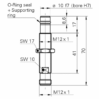 DPI HP M12 PNP NO P2mm noyé lg70mm Inox 500bar 10-30Vdc / M12 4P-Lire la description