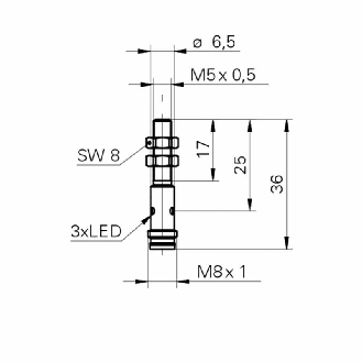 DPI M05 PNP NF P1mm noyé 36(17)mm Acier 10-30Vdc / M08 3P-Lire la description