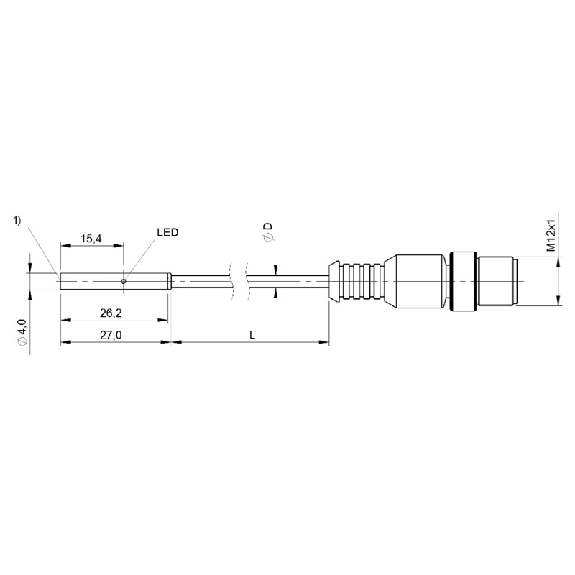 DPI D04 PNP NO P1,5mm noyé lg27mm Inox 10-30Vdc / M12 4P+C0.5m-Lire la description