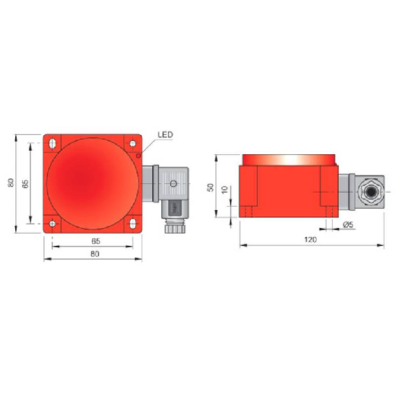 DPI Rect. NPN NO+NF P10-60mm non noyé 80x80x50mm 10-55Vdc / Conn. K-Lire la description