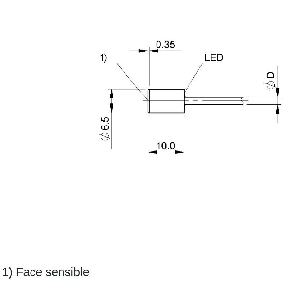 DPI D6,5 PNP NO P1,5mm noyé lg10mm Inox 10-30Vdc / Câble 2m PUR-Lire la description