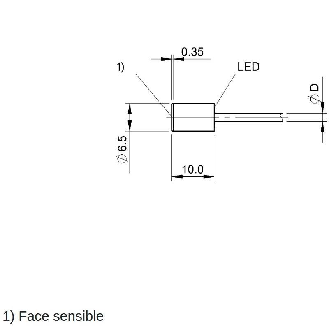 DPI D6,5 PNP NO P1,5mm noyé lg10mm Inox 10-30Vdc / Câble 2m PUR-Lire la description
