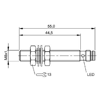 DPI M08 PNP NF P2mm noyé lg55(44.5)mm Inox 10-30Vdc / M08 3P-Lire la description