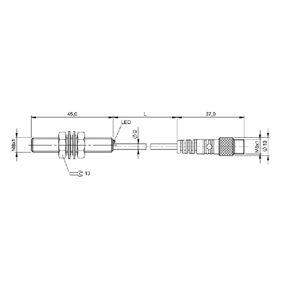 DPI M08 PNP NO P1,5mm noyé lg45mm Inox 10-30Vdc / M08 3P+C0.2m-Lire la description