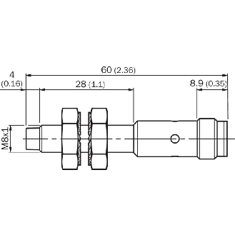 DPI M08 PNP NO P4mm non noyé IO-Link 60(28)mm Inox V2A +100°C M12 4P-Lire la description