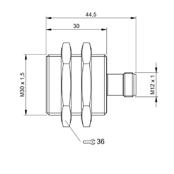 DPI M30 ANA 4-20mA P2-10mm noyé lg44,5(30)m Inox 15-30Vdc / M12 3P-Lire la description