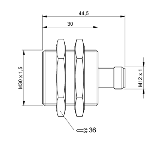 DPI M30 ANA 4-20mA P2-10mm noyé lg44,5(30)m Inox 15-30Vdc / M12 3P-Lire la description