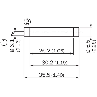 DPI D6,5 PNP NO P4mm non noyé lg35,5mm Inox 10-30Vdc / Câble 2m PVC-Lire la description