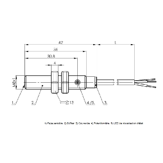 DPC M08 PNP NO P0,1-1,5mm noyé 42(36)mm 11-30Vdc / Câble 2m PUR-Lire la description