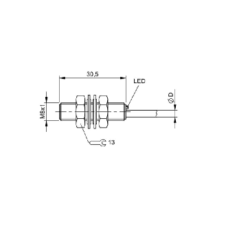 DPI M08 PNP NO P1,5mm noyé lg30mm Inox / Câble 3m PUR-Lire la description