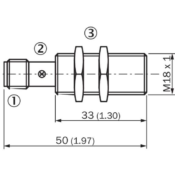 DPI M18 NPN NO P5mm noyé lg50(33)mm Laiton 10-30Vdc / M12 4P-Lire la description