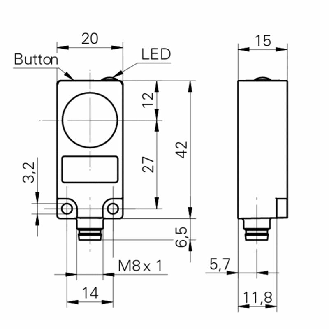 DPI Rect. ANA 0-10Vdc PNP P0-10mm quasi-noyé Plast. 15-30Vdc / M08 4P-Lire la description