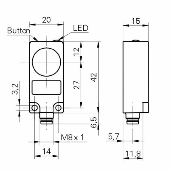 DPI Rect. ANA 0-10Vdc PNP P0-10mm quasi-noyé Plast. 15-30Vdc / M08 4P DPI Rect. ANA 0-10Vdc PNP P0-10mm quasi-noyé Plast. 15-30Vdc / M08 4P-Lire la description