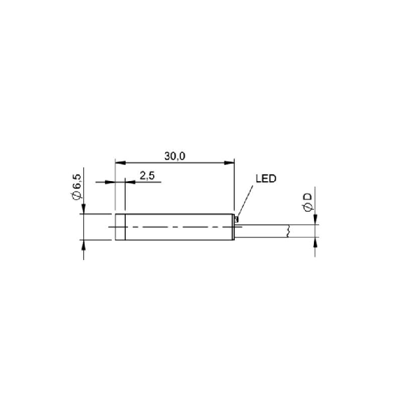 DPI D6,5 PNP NO P2,5mm non noyé lg30mm Inox 10-30Vdc / Câble 3m PVC-Lire la description