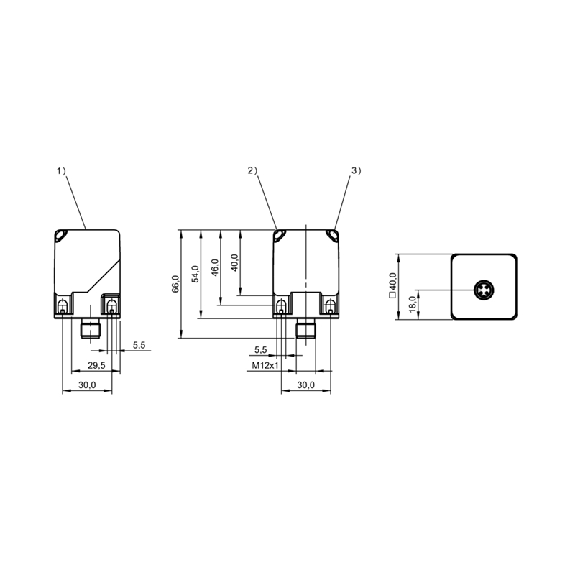 DPI Rect. PNP NO P40mm non noyé 40x40x62mm Plast. 10-36Vdc / M12 4P-Lire la description